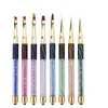 Nail Art Brush Pen Rhinestone Ojo de gato Acrílico Mango Tallado Pintura Gel Extensión de uñas Manicure Liner pen F3278 Aefpd