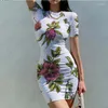 Robes décontractées 2023 été mode Sexy femmes à manches courtes col rond robe 3D imprimé personnalisé plage Hawaii Fit