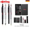 Lápis ROtring 800 Lápis Mecânico Retrátil 0,5mm Barril Preto Prata 1904447 Conjunto Caixa Presente 230620