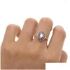 Wedding Rings Rainbow Cz Tear Drop Charm Adjust Chain Ring Rose Gold Color 2022 Design Fashion Jewelry Promotion Delivery Dhsgy