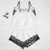 Women's Sleepwear Large Size 3XL 4XL 5XL Female Pajamas Set Summer Strap Top&Shorts Sexy Lace Trim Nightwear Loose Satin Home Wear