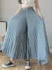 Koreanische Mode Breite Bein Hosen Frauen Elastische Hohe Taille Gefaltete Hosen Sommer Beiläufige Lose Chiffon Hosen Elegante Lange