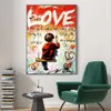 Pop Street Graffiti Girl in Love Wall Art Poster Abstract Mural Home Decor Picture Print Canvas Painting Living Room Decoration