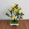 Decorative Flowers Simulated Plant Bonsai Artificial Flower Rose Indoor Home Furnishing Desktop Decoration Facai Tree Ornaments