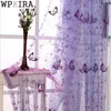 Gardin Romantisk modern broderad paljetter Butterfly Rustic Sheer Purple Voile Gardiner för vardagsrum sovrum kök 344 C 230619