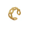Band Rings Gold Color Textured Chain Curb Link Geometric For Women Minimalist Open Stacking Adjustable Drop Delivery Jewelry Ring Dhs2I