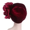 Abbigliamento etnico Fiore Turbante Cappello a cuffia grande Donna Musulmano Hijab Velluto Foulard Chemio Cap Perdita di capelli Copricapo Avvolgere Cappelli da sposa