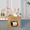 Cardboard Cat House Scratcher Box With Scratch Pads For Indoor Cats Play House Cat Scratching Toy Pet Supplies