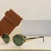 2024 Arc De Triomphe Oval Sunglasses CL40235 Moda Feminina Armação de Fio Dourado Lente Verde Metal Espelho Perna Triplet Assinatura no Templo 669tttt