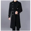 Hommes Trench-Coats Long manteau de poussière Hommes Hiver Chaud Manteau En Tissu De Laine Hommes Double Boutonnage Mince Casual Vestes Solide Affaires Outwear 230620