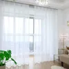 커튼 만 바일 홈 솔리드 흰색 얇은 명주 그릇된 창문 커튼 거실 침실 현대 Voile Organza Fabric Drapes 230619