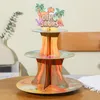 100sets Huancai Mermaid Dinosaur excavator Cake Stand 3 Tier Mermaid Tail Cardboard Cupcake Stand Holder for Kids Birthday Under The Sea Party Supplier