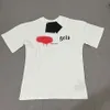 2023 Designer Fashion T-shirt Brand Costume 100% Bomull Handla O Neckkläder Spray Letter Kort ärm vår Summer Tide Män och kvinnor Tee Shirt