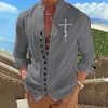 Men's Casual Shirts Hot Sale Spring Cotton Linen Autumn Men's Long-Sleeved Shirts Solid Color Stand-Up Collar Casual Style Plus Size Shirts