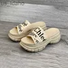 Slippers Summer Women Wedge Slippers High Heels Thick Sole Sandals Female Platform White Slides for Woman Cross Fish-mouth Open-toe Shoes J230620