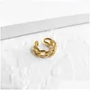 Band Rings Gold Color Textured Chain Curb Link Geometric For Women Minimalist Open Stacking Adjustable Drop Delivery Jewelry Ring Dhs2I