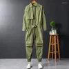 Herenbroeken Heren Lente Herfst Overalls Heren Jumpsuit Lange mouw Elastisch Hoge taille Streetwear Mode Romper Kleding Cargo Mannelijk