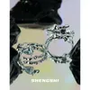 Cluster Rings Fashionable Chinese Copper And Gradient Zircon Punk Irregular Opening Adjustable Ins Style Ring For Women Jewelry