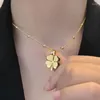 Collane con ciondolo Collana Ramos Lucky Clover Acciaio inossidabile Color oro Gioielli da donna per ragazze