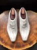 Fait à la main hommes luxe fête de mariage chaussures habillées blanches bout carré à lacets homme d'affaires travail peau de vache en cuir véritable chaussures formelles