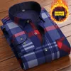 Chemises décontractées pour hommes automne hiver chaud Plaid hommes chemise thermique manches longues mode flanelle épaisse Masculina Eboy Thermo