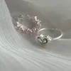 Cluster Ringen Koreaans Geavanceerd Gevoel Zoet Mat Metaal Liefde Zirkoon Mozaïek Ring Roze Vrouwen Meisjes Gevoel Niche Design Feest