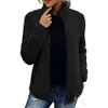 2022 Cuello alto Color sólido Suéter superior Moda casual de mujer Manga larga Cremallera Burbuja Abrigo polar Chaquetas de cuero de imitación chaqueta de mujer
