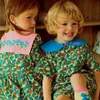 Robes pour filles Robe pour fille Été Vert Imprimé Mode Robe pour enfants Pur coton Mignon Short à manches courtes Ensemble Vêtements pour enfants 230619