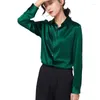 Women's Blouses Silk Shirts Blouse Women Tops High Quality Elegant Pure Natural Charmeuse Chinese 19mm Long Sleeves Glossy Ladies 2023