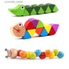 Kolorowe drewniane puzzle robaków edukacyjne zabawki dla dzieci palce owady elastyczne szkolenie grę dla dzieci prezent L230518