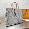 23ss Women Luxurys Designer Borse Borse OnThego Silver in pelle Shouder Crossbody Ladies Borse Flowers Flowers Original Hardware Borse Bouch 35 cm