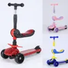 Kinder-3-Rad-Tretroller für Kinder, LED-Glanz-Laufrad, höhenverstellbare Skateboards, Kinderroller, Roller, Kinderroller, Alter 2 bis 12 Jahre, mit Sitz ok