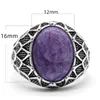 Klusterringar Herrsmycken S925 Sterling Silver Ring inlagd med naturlig Purple Dragon Stone high-end mode