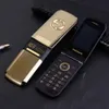 Unlocked Flip GSM Mobiltelefoner Metal Body Senior Luxury Dual Sim Cards Mobiltelefonkamera MP3 MP4 Torch Big Button Elder Mobiltelefon