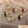 Cluster Ringen Mticolor Diamant Zirkoon Voor Vrouwen Roestvrij Staal Verstelbaar Vergulde Cz Vinger Ring Vrouwelijke Engagement Sieraden Gift Dha6Z