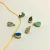 Charms 5st 7x10mm Teardrop Gold Color Opal Side borrade pärlor MAN-MADE PENDANT FÖR NECKLACE ARMET DRUZY CHARM SMYELLT