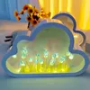 Luzes noturnas DIY Cloud Tulip Mirror Light - Lâmpada de maquiagem feita à mão para sala de estar exclusiva, decoração de casa, presente de aniversário para meninas
