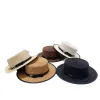 Designer Metal Letter Label Flat Top Straw Hatt Sun Hat Fashion Versatile British Top Hat Outdoor Sports Ball Hat - A