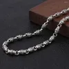 Kedjor Real 925 Sterling Silver Necklace 6mm Mantra Oval Bead Link Chain Dragon Clasp