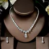 Necklace Earrings Set HIBRIDE Fashion Cubic Zirconia Water Drop Pendant And Bridal Wedding For Brides Party Gift N-1458