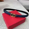 Belt for Women Genuine Leather Belt Luxurys Woman Waistband Cintura Ceinture Mens Thin Golden Red Buckle Belt 2.5cm 2211222D