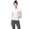 Lu Yoga Outfit Damen Tight Fit Sport Fitness Kurzarm LL Casual Running Quick Dry Atmungsaktives T-Shirt