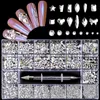 Nagelkonstdekorationer nagelkonst strassdekorationer set crystal nagel charms diamant diy legering lyx smycken pärla nagel delar tillbehör stenar 230619