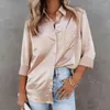 Camicette da donna Camicia bianca a maniche lunghe casual Camicie da ufficio Estate Primavera Moda Raso per le donne Abbigliamento femminile allentato 24918