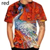 Camisetas masculinas estilo verão moda t-shirt pavão homens e mulheres camisa casual estampada em 3D
