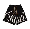 Mäns shorts designer korta modekläder strand shorts högkvalitativ rhude bokstav jacquard dragskor shorts amerikanska trendiga sport shorts för par joggar sp