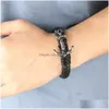 Chain Men Anchor Leather Bracelet Link Mtilayer Cuff Wrapped Rope Wristband Black Cord Wrist Band Bangle Jewelry Magnetic Clasp Drop Dhz8A