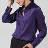 Женские блузки шелковые рубашки блузки женщины высококачественные элегантные чистые натуральные шармеуз китайские 19 -мм длинные рукава глянцевые дамы 2023