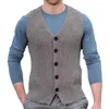 Coletes masculinos 2023 marca de moda suéteres homens malha colete botão cardigan sem mangas slim fit malhas outono retro roupas casuais