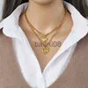 Pendant Necklaces LAMENGLY 316L Stainless Steel Gold Color Thick Link Choker Neckle For Women New Multi-layer Chains Non-fading Hip Hop Jewelry J230620